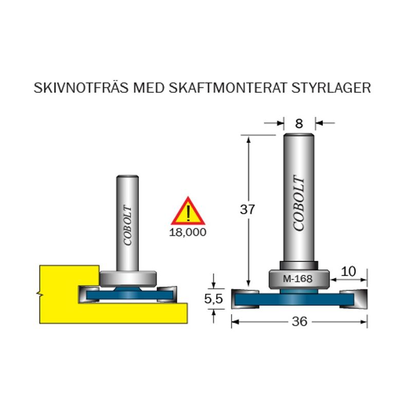 Cobolt Skivnotfräs L5,5 F10 D36 S8
