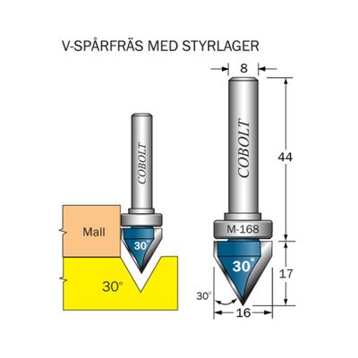 Cobolt Fasfräs 30° med styrlager M-168