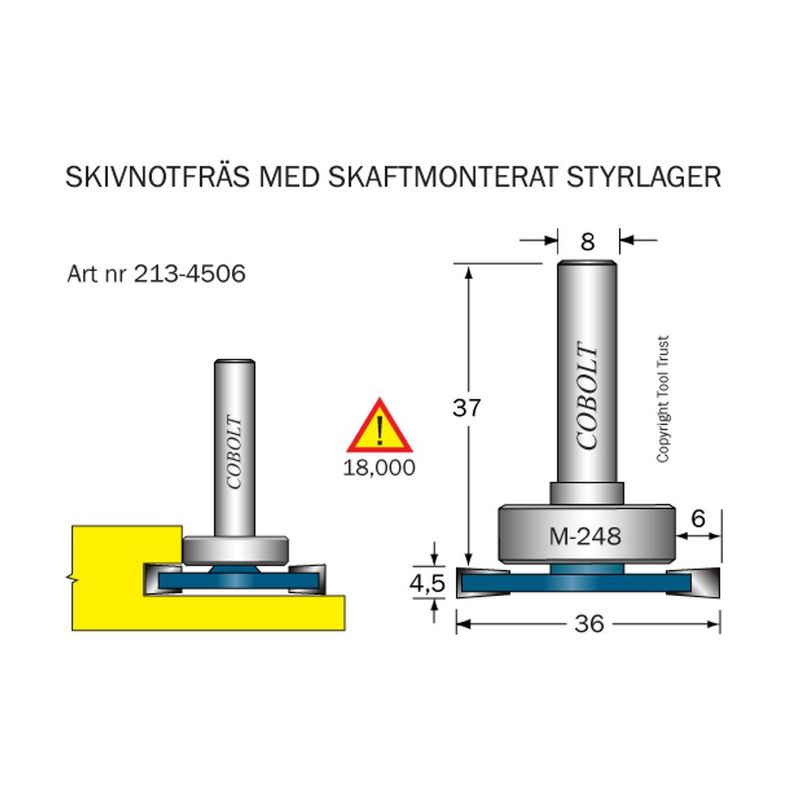 Cobolt Skivnotfräs L4,5 F6 D36 S8
