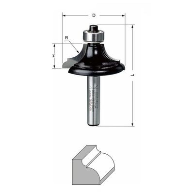 Delver Kantprofilfräs Ø38,1 mm – 38,1x16xR9,5/R3,2x60, skaft 8 mm