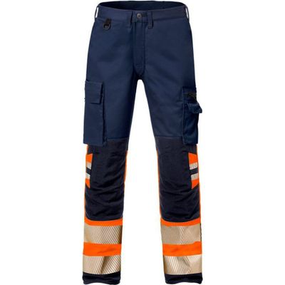 Fristads Varselbyxa stretch 2705 PLU, klass 1 Varsel Orange/Marinblå C52
