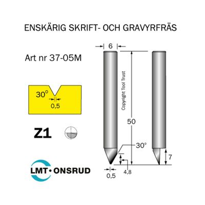 Cobolt Gravyrfräs 30° spets 0,5 mm S6 HM