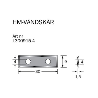 Cobolt HM-vändskär 30x9x1,5 mm