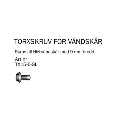 Cobolt Torxskruv TX15 6x4x6 mm för vändskär