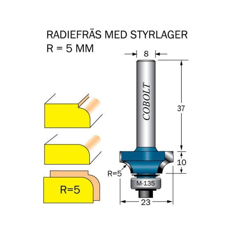 Cobolt Avrundningsfräs R5 D23 S8