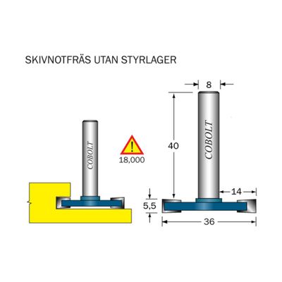 Cobolt Skivnotfräs L5,5 D36 S8 utan lager