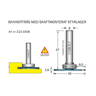 Cobolt Skivnotfräs L1,5 F8,5 D36 S8