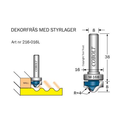 Cobolt Dekor-/mallfräs D16 R4 S8