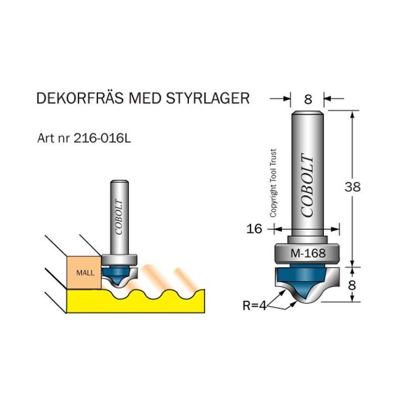 Cobolt Dekor-/mallfräs D16 R4 S8