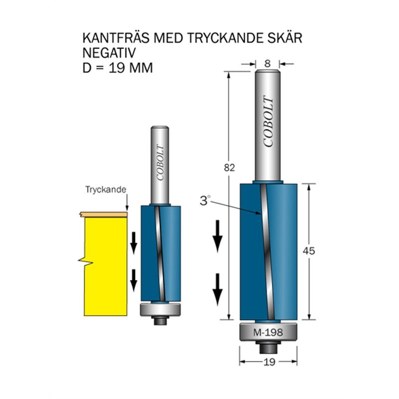 Cobolt Kantfräs negativ D19 L45 S8
