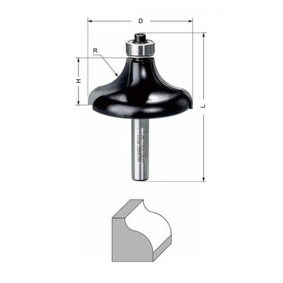 Delver Kantprofilfräs Ø46,7 mm – 46,7x22xR14/R7x67, skaft 8 mm