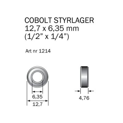 Cobolt Kullager 12,7x6,35 mm (1/2 x 1/4 tum)