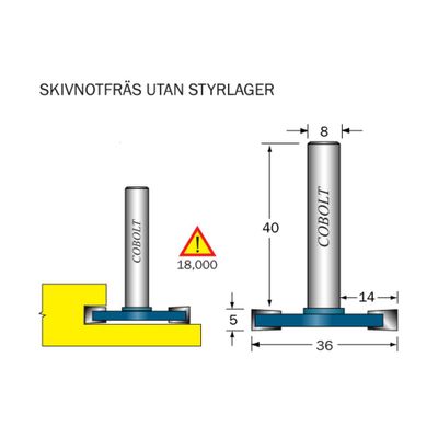 Cobolt Skivnotfräs L5 D36 S8 utan lager