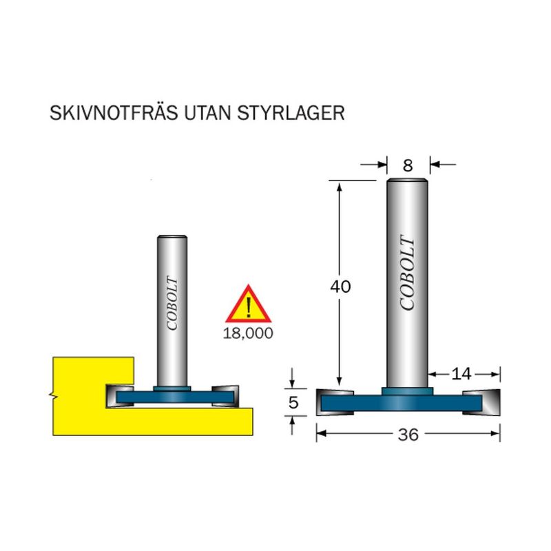 Cobolt Skivnotfräs L5 D36 S8 utan lager