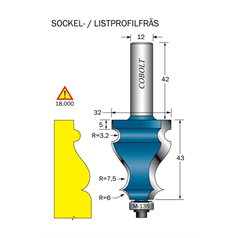 Cobolt Listprofilfräs D32 S12