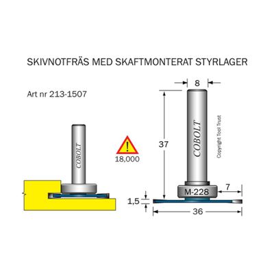 Cobolt Skivnotfräs L1,5 F7 D36 S8