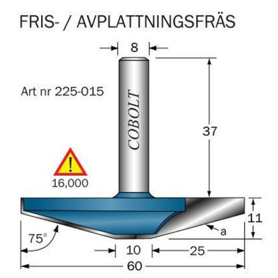 Cobolt Frisfräs 75° D60 S8