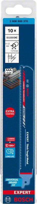 Bosch Expert ‘Thick Tough Metal’ S 1155 CHC tigersågblad 225mm 10st CARBIDE