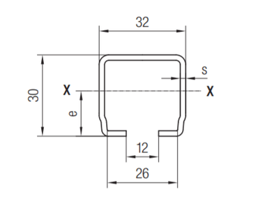 Gelins-KGK C-profilskena 4 m skenlängd 4 m -delas ej 28x26mm