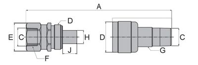 BVA koppling hane+hona set 3/8" med dammskydd