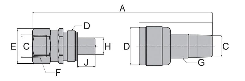 BVA koppling hane+hona set 3/8" med dammskydd