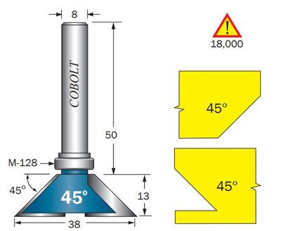 Cobolt Fasfräs 45 gr F=18 L=13 D=38