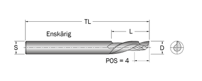Cobolt Spiralfräs D=6 L=22 TL=64 S=6