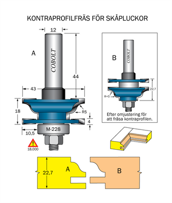 Cobolt Kontraprofilfräs R=5 D=43 Not=4 S=12