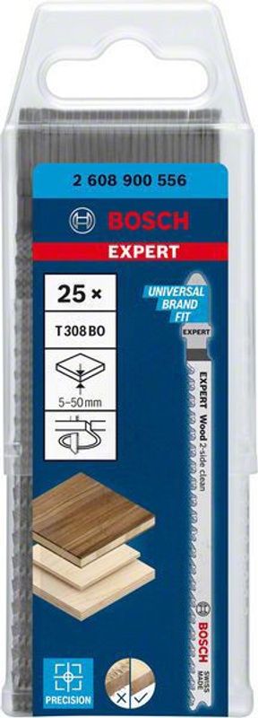 Bosch Expert ‘Wood 2-side clean’ T 308 BO sticksågblad, 25 st