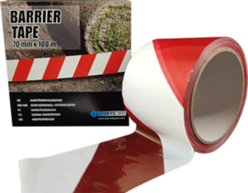 Stokvis Avspärrningsband Röd/Vit 70mmx500m