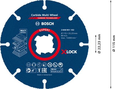Bosch Expert Carbidemulti Wheel X-LOCK kapskiva 115mm 22,23mm för hårda träslag