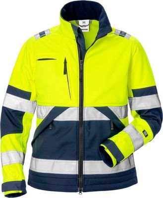 Fristads Varsel Softshell-jacka 4183 WYH klass 2 Dam Varsel Gul/Marinblå