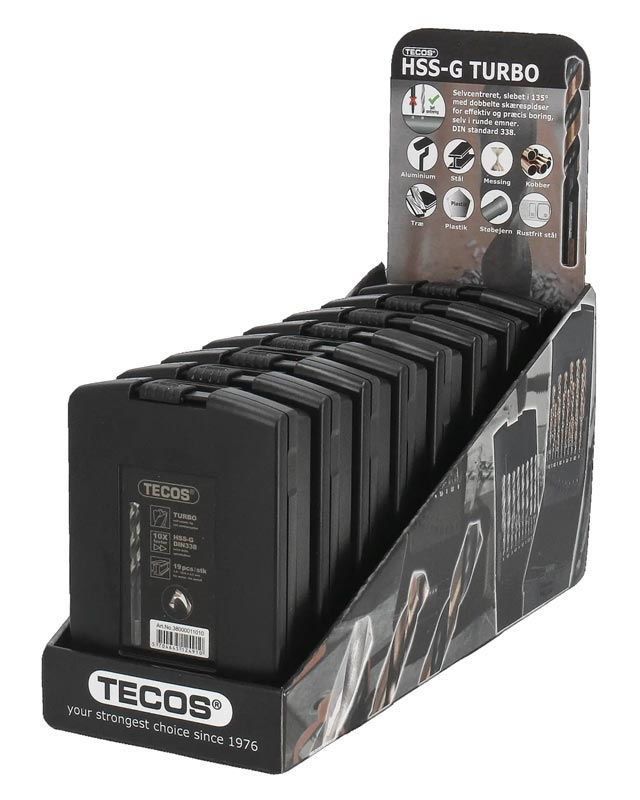 Tecos Borrsats HSS-G 19-delar 1-10mm