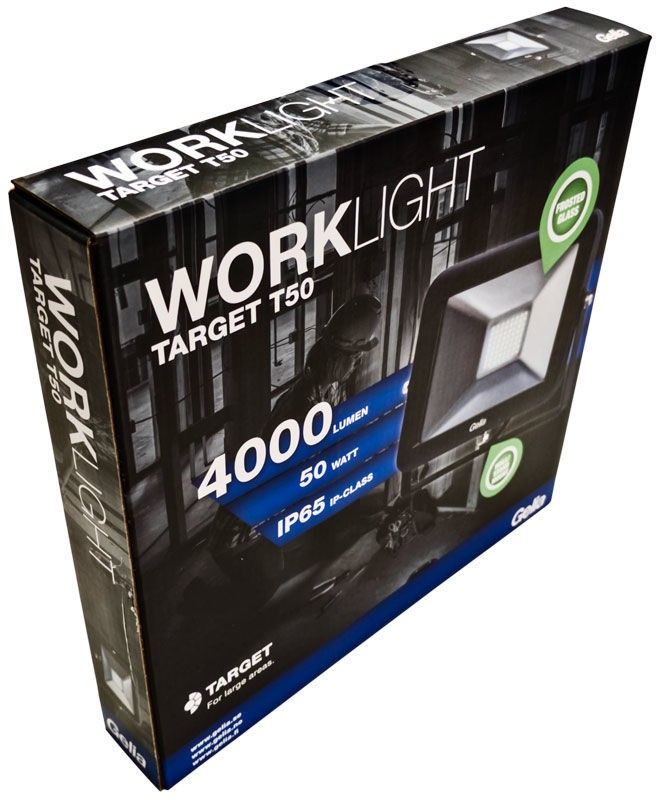 Gelia TARGET T50 Strålkastare LED 50W SVART IP65 0.5M KABEL M STICKPROPP