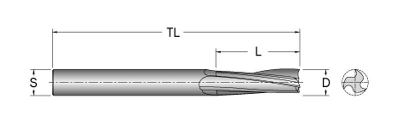 Cobolt Spiralfräs D=8 L=25 TL=76 S=8