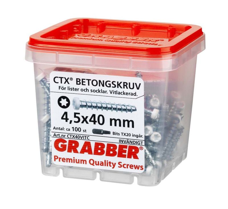 GRABBER Betongskruv 4,5X50 VIT 100st