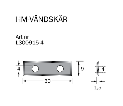 Cobolt HM-vändskär 30x9x1,5 mm