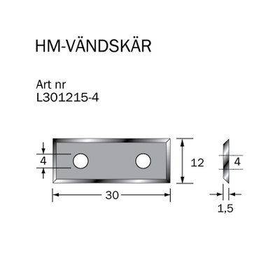 Cobolt HM-vändskär 29,5x12x1,5 mm