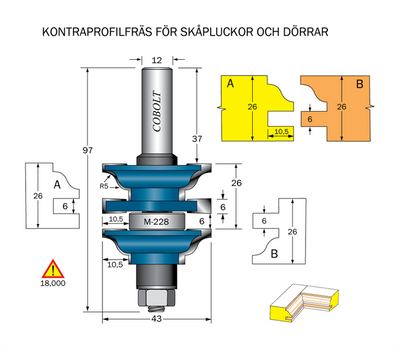Cobolt Kontraprofilfräs R=5 D=43 Not=6 S=12