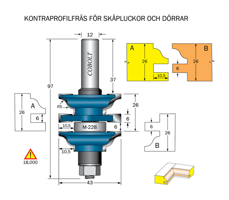 Cobolt Kontraprofilfräs R=5 D=43 Not=6 S=12