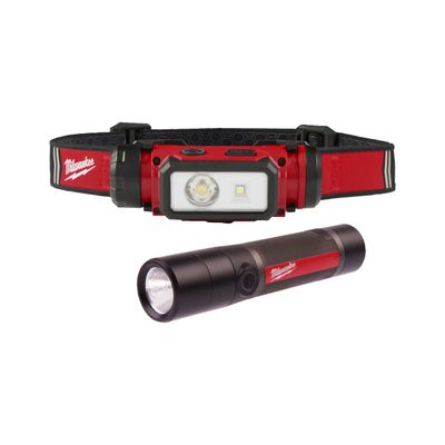 Milwaukee L4 FMHL2LED-302 Belysningspaket USB ficklampa + pannlampa (2x3,0Ah)