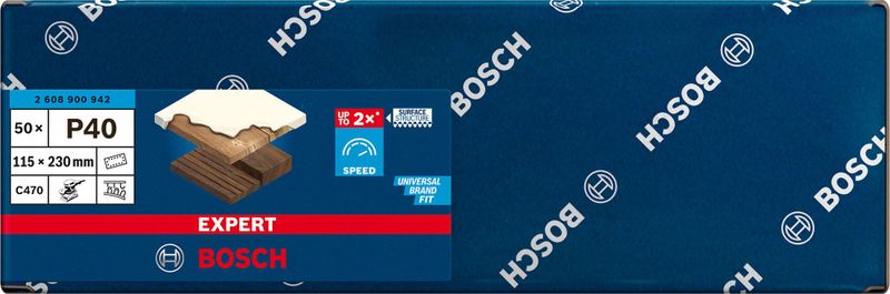 Bosch Expert C470 slippappermed 14 hål för planslipar, 115 x 230mm