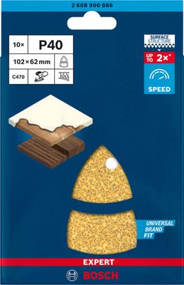 Bosch Expert C470 slippappermed 11 hål förmultislipar, 102 x 62mm, 93mm 10st