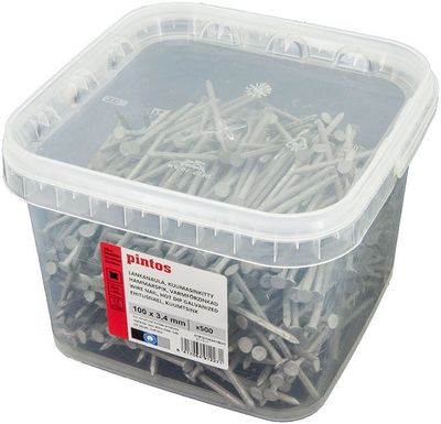 Pintos Varmförzinkad Räfflad Trådspik 100x3,4mm (500) Hink