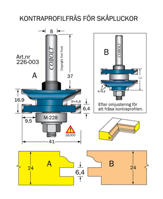 Cobolt Kontraprofilfräs D=41 Not=64