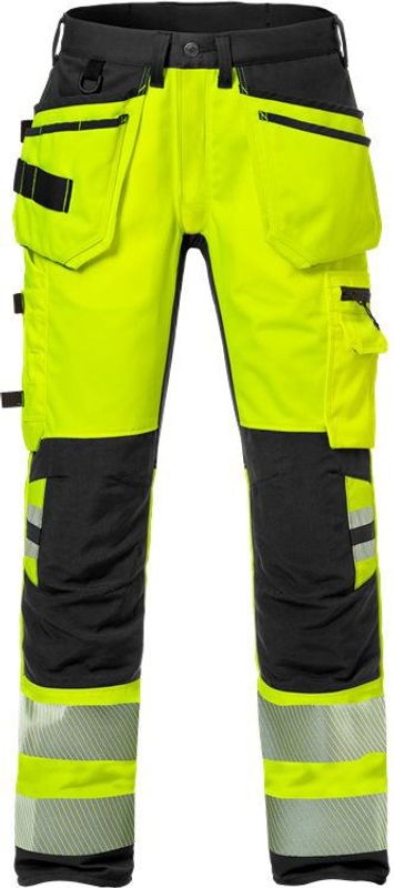 Fristads Varsel hantverkarbyxa stretch 2707 PLU, klass 2 Varsel Gul/Svart D112
