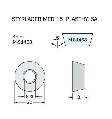 Cobolt Kullager M-S1458 5/8x1/4 tum med 15° plasthylsa