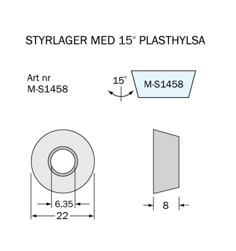 Cobolt Kullager M-S1458 5/8x1/4 tum med 15° plasthylsa