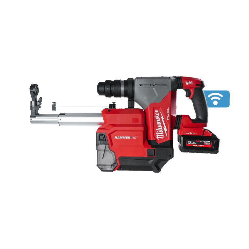 Milwaukee M18 ONEFHPXDEL-552C Kombihammare SDS-Plus 18V med dammutsug (2x5,5Ah)