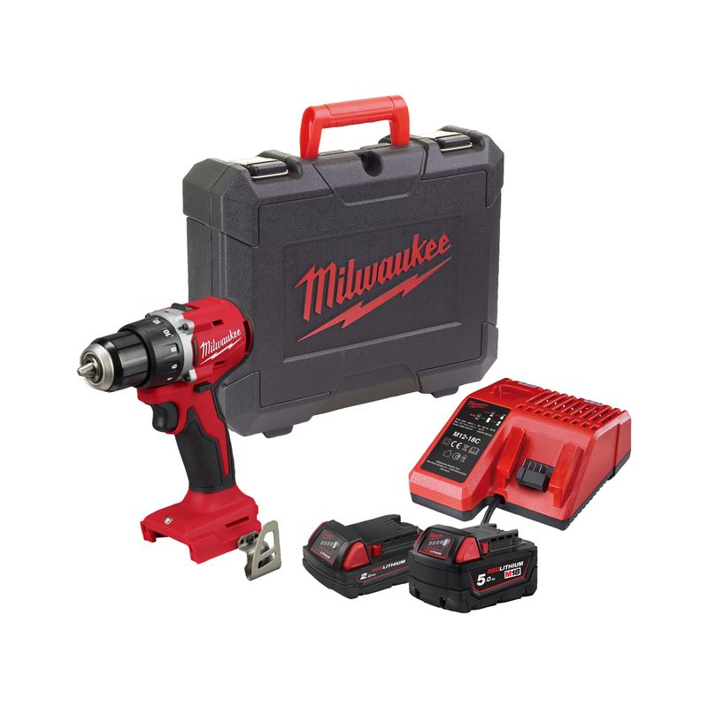 Milwaukee M18 BLDDRC-522C Borrskruvdragare 18V (1x5,0Ah + 1x2,0Ah)